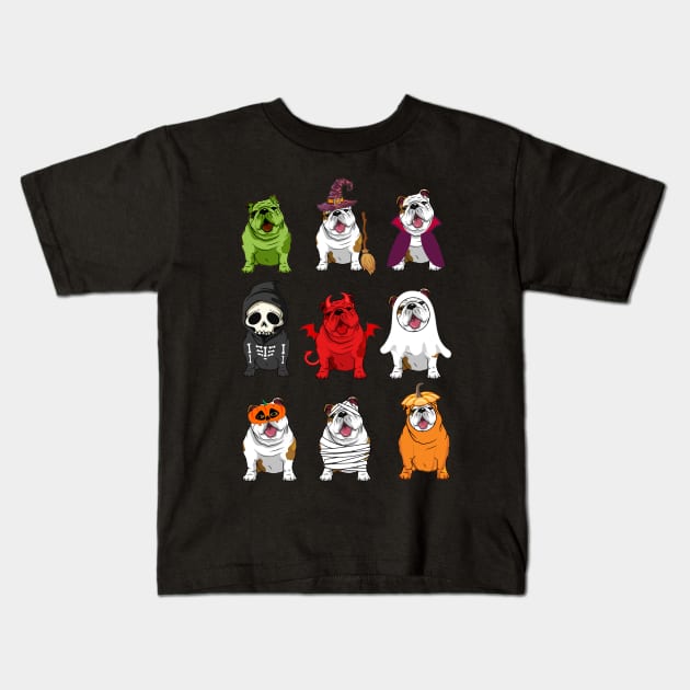 Bulldogs Halloween Funny Bulldogs Costume Kids T-Shirt by Bensonn